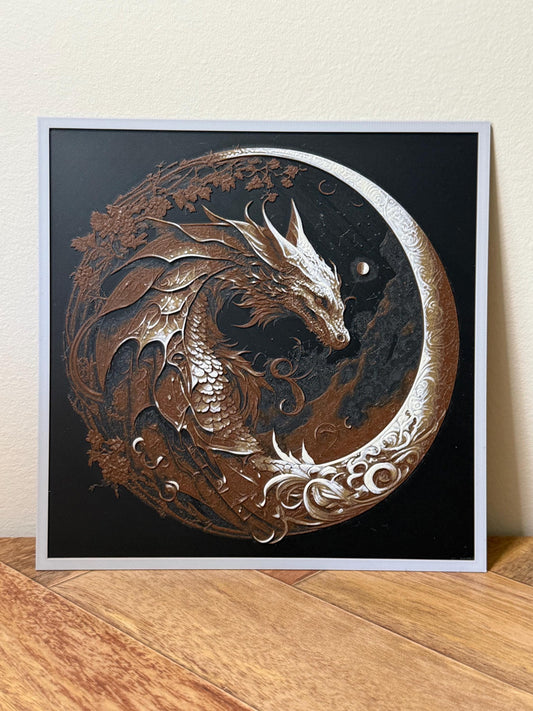 Moon Dragon Filament Painting | 3D Printed Wall Art Inspired by When the Moon Hatched | Fantasy Dragon Decor | Bookish Gift