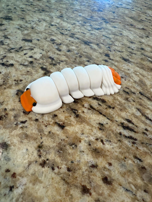 Cute White & Orange Articulated Isopod – 3D Printed Insect Fidget Toy | Poseable Bug Gift | Pocket-Sized Critter