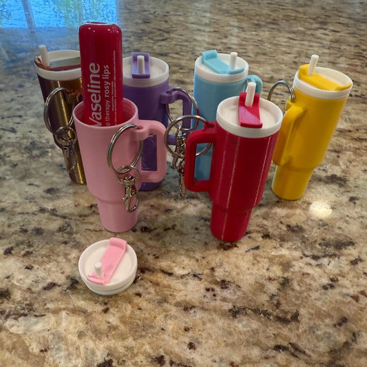 Mini Tumbler Keychain – Chapstick, Pill, or Small Item Holder | Cute & Functional PLA Storage Accessory